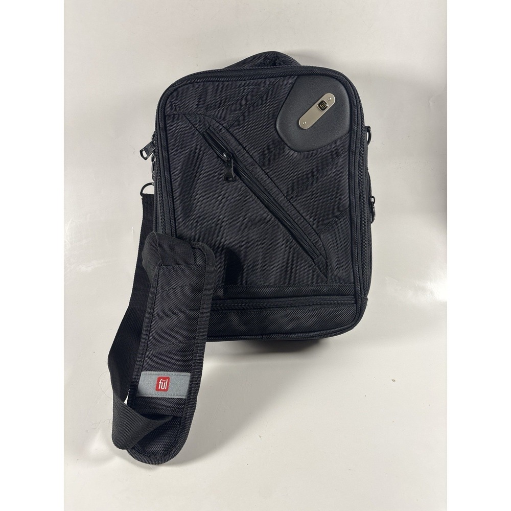 FUL Black Crossbody Bag Travel Organizer Shoulder Tablet Messenger Multi Pocket